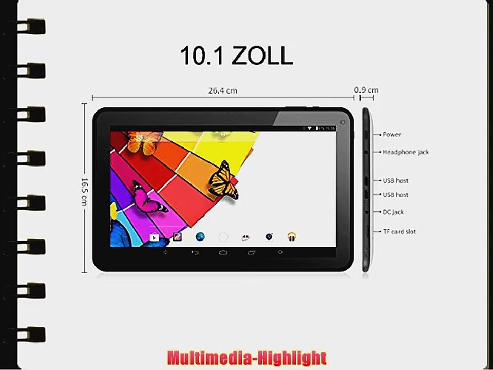 NINETEC Inspire 10 Zoll Tablet PC Android 4.4 KitKat WLAN Dual Kamera Bluetooth USB