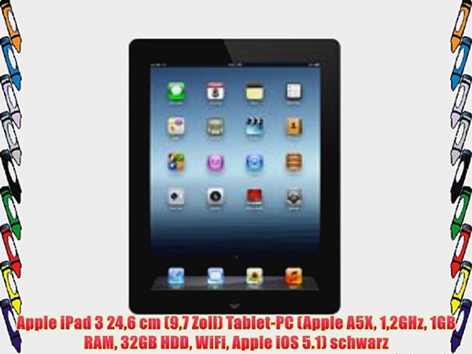 Apple iPad 3 246 cm (97 Zoll) Tablet-PC (Apple A5X 12GHz 1GB RAM 32GB HDD WiFi Apple iOS 5.1)