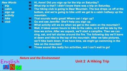 Unit 2 - A Hiking Trip - Listening Practice Through Dictation 2