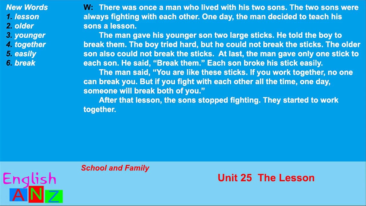 Unit 25 - The Lesson - Listening Practice Through Dictation 1
