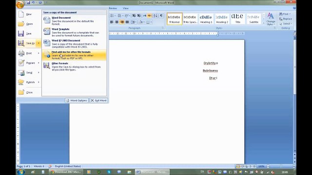 microsoft office word 2007 how to Save as PDF format