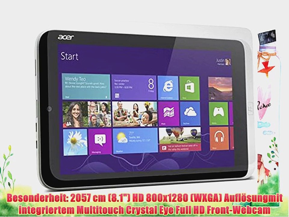 Acer Iconia W3-810 Z276 205 cm (81 Zoll) Tablet-PC (Intel Atom Z2760 2GB RAM 32GB eMMC Win