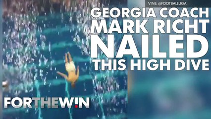 Georgia coach Mark Richt NAILED this high dive