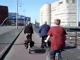 biking over Groningen train station