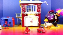 Disney Pixar Cars Fire Rescue Squad Mack Hauler With Tomy Lightning McQueen Mater Police S