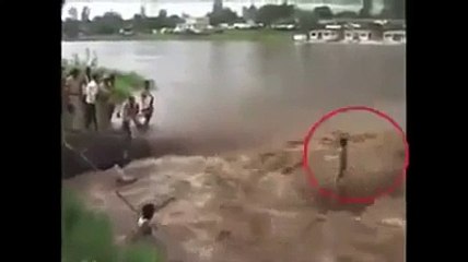 Amazing Video A Child Saved Surprisingly from the fast Flowing Flood