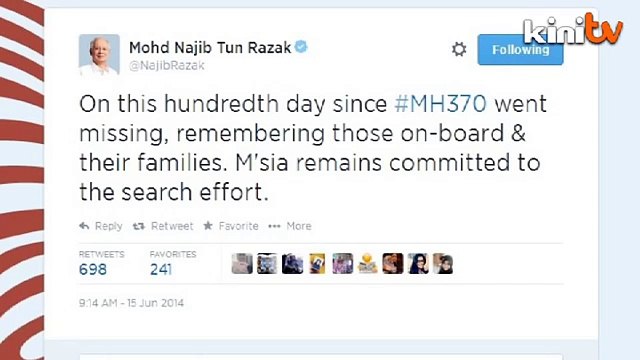 M'sia komited teruskan pencarian MH370, kata PM