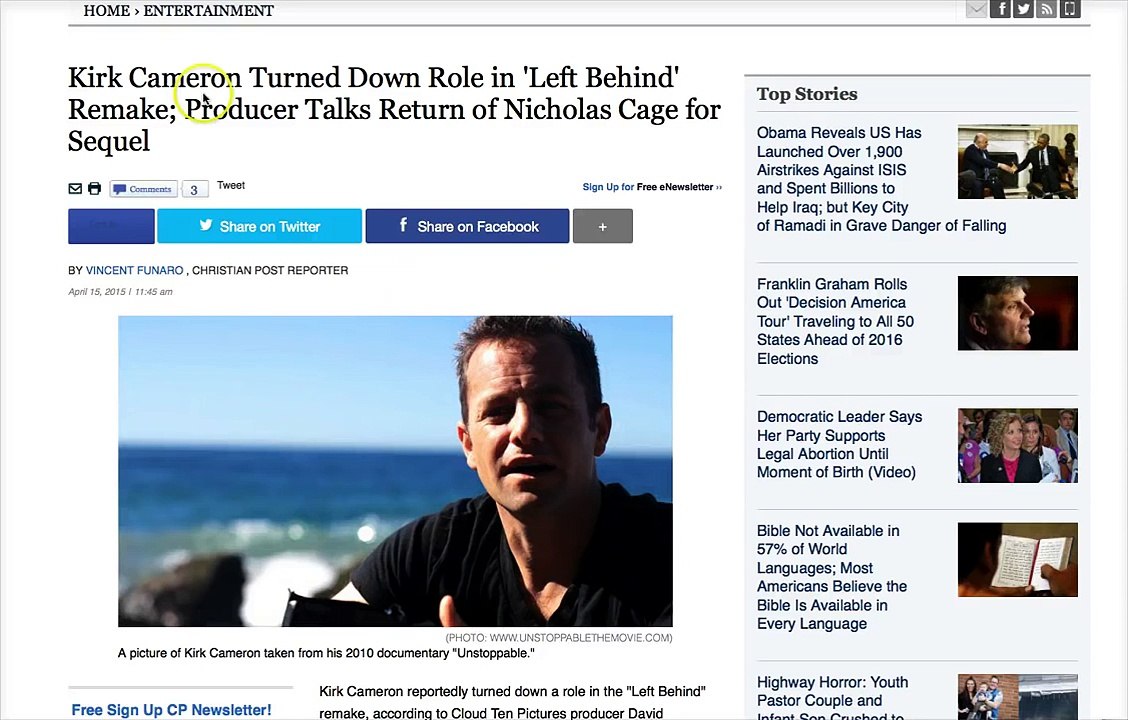 Why Kirk Cameron Turned Down ‘Left Behind’ Illuminati Rapture Propaganda Film