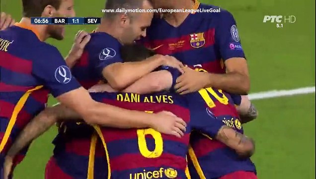Lionel Messi Free-Kick Goal - Barcelona 1 - 1 Sevilla 11/08/2015 - UEFA Super Cup