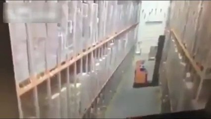 WATCH: Forklift Fail | Forklift Collapses Shelves At Package Handling Facility | Forklift Crash