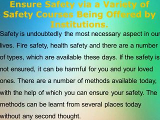 Safety Coordinator Course, Lifting Supervisors Course