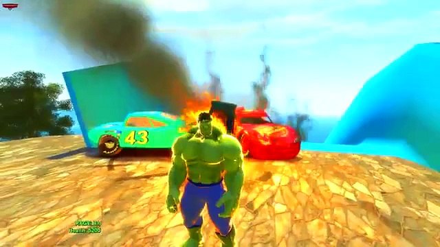 Аvengers Hulk smash Lightning McQueen Dinoco King 43 Guido Disney pixar cars Maple Valley Raceway