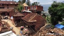 Dust rises from destroyed buildings after second earthquake hits Nepal