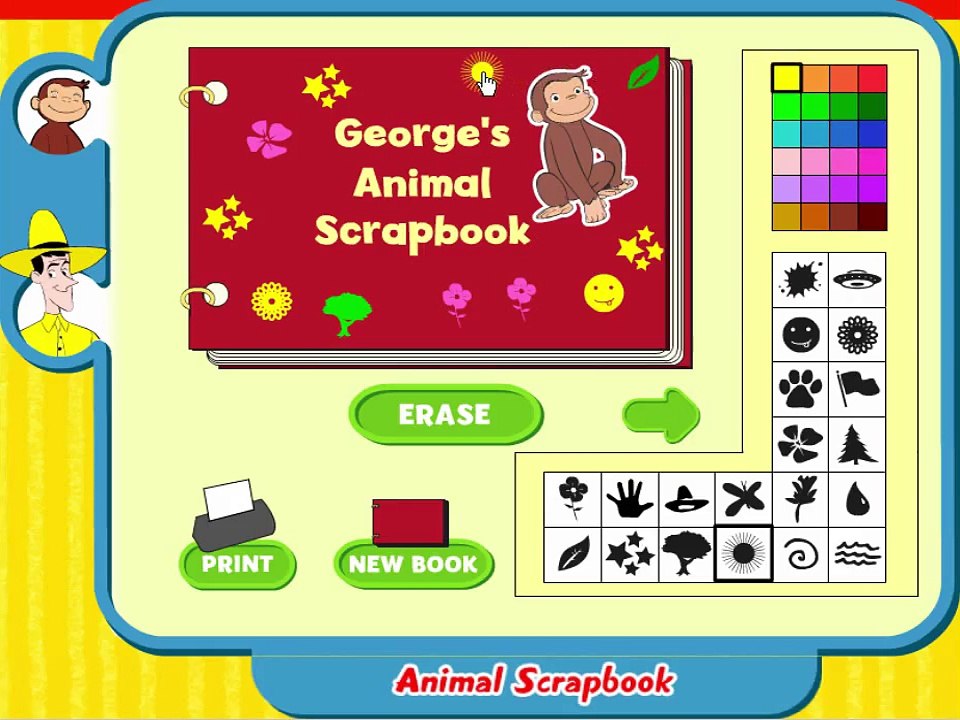 Curious George Animal Scrapbook Cartoon Animation PBS Kids Game Play Walkthrough