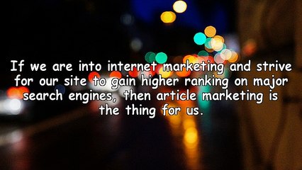Effective Article Marketing
