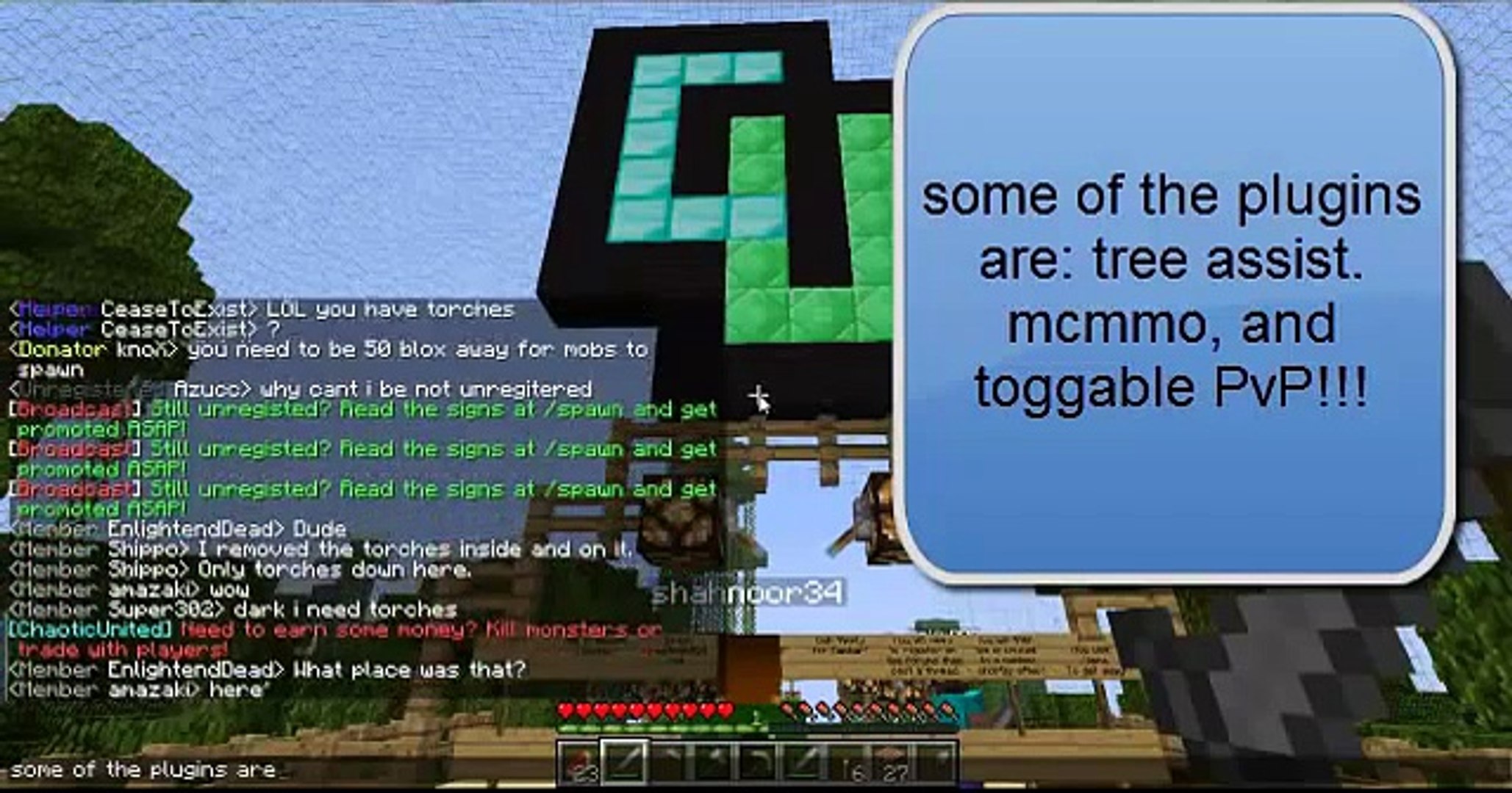 Minecraft 1 3 2 Nonpremium Server Toggable Pvp Tree Assist Mcmmo And More Video Dailymotion
