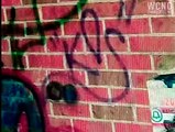 Gang graffiti litters apartment complex