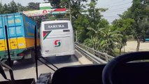 Thrilling Bus Driving in Bangladesh. Sakura vs Sakura Paribahan (AC)- On a move. Engine: Hino AK 1J 