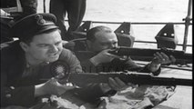 Scenes aboard a Royal Canadian Navy Anti-aircraft Destroyer on convoy duty during...HD Stock Footage