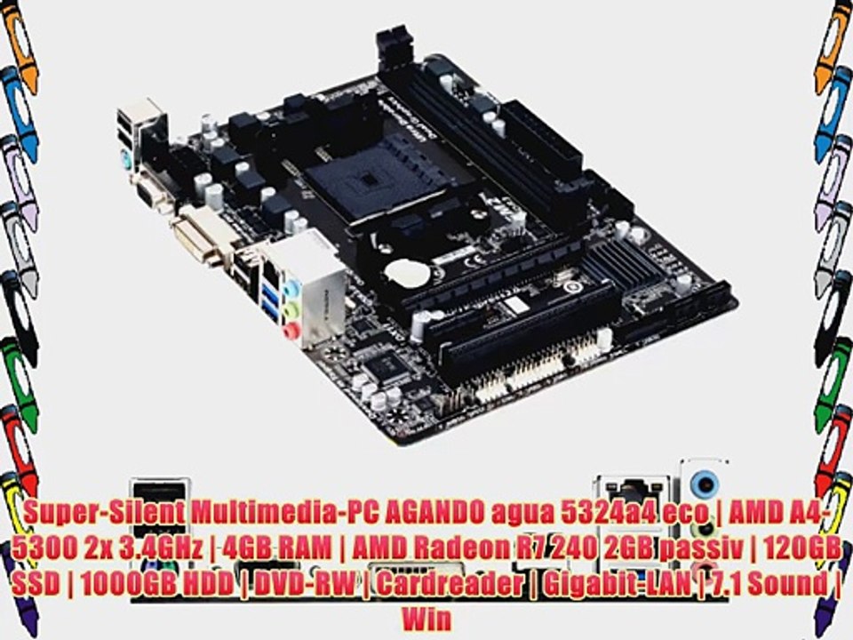 Super-Silent Multimedia-PC AGANDO agua 5324a4 eco | AMD A4-5300 2x 3.4GHz | 4GB RAM | AMD Radeon