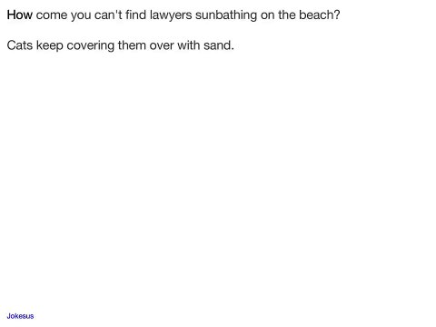 Jokes - How come you can't find lawyers sunbathing on the beach? Cats keep covering them over w
