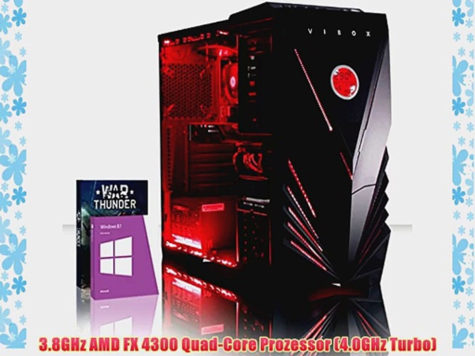 VIBOX Centre 4LW - 4.0GHz AMD Quad-Core Gamer Gaming PC Multimedia Desktop PC Computer mit