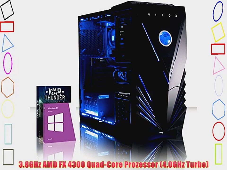 VIBOX Centre 4XLW - 4.0GHz AMD Quad-Core Gamer Gaming PC Multimedia Desktop PC Computer mit