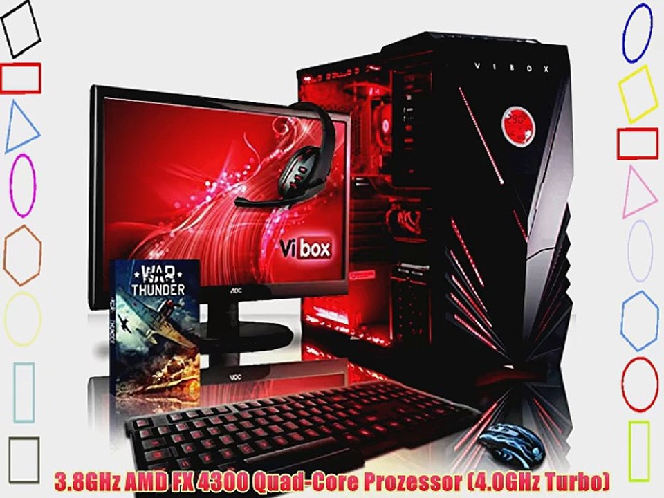 VIBOX Centre Paket 4SW - 4.0GHz AMD Quad-Core Gamer Gaming PC Multimedia Desktop PC Computer
