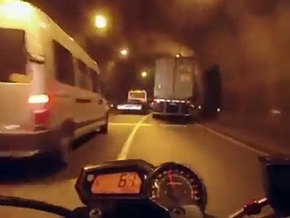 Crazy Biker... People are stunned , how he still not harmed