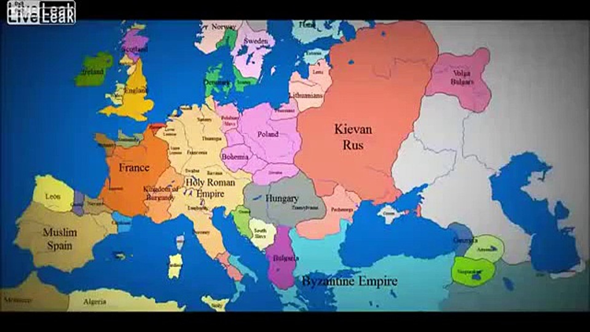 ⁣Sledujte, jak 1000 let evropských hranic se mění na mapě v čase