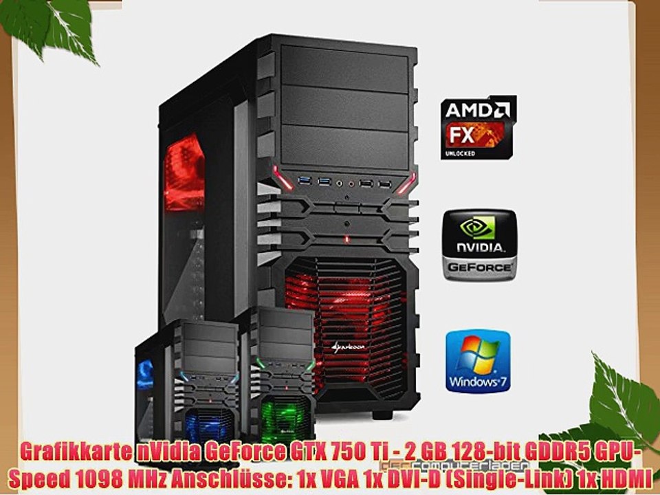 dercomputerladen Gamer PC System AMD FX-6300 6x35 GHz 8GB RAM 1000GB HDD nVidia GTX750 Ti -2GB
