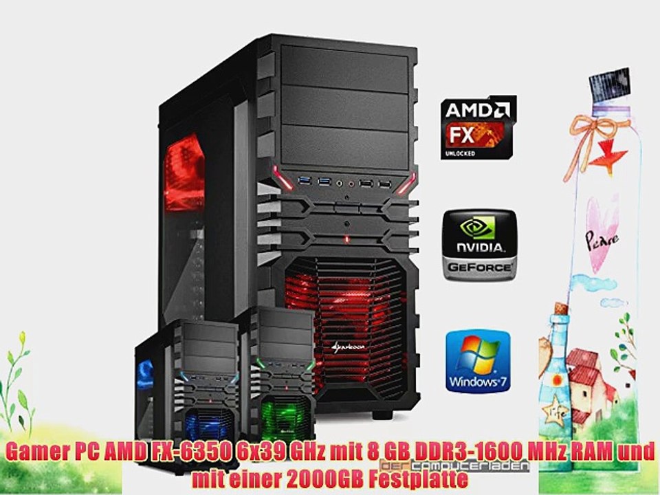 dercomputerladen Gamer PC System AMD FX-6350 6x39 GHz 8GB RAM 2000GB HDD nVidia GTX960 -2GB