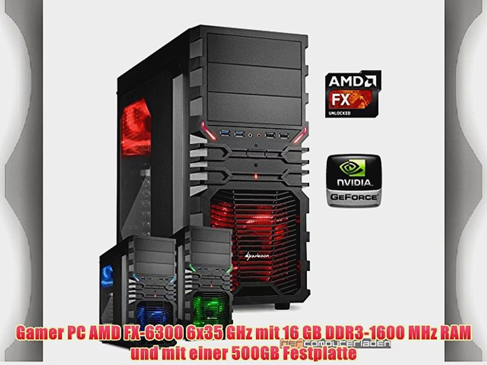 dercomputerladen Gamer PC System AMD FX-6300 6x35 GHz 16GB RAM 500GB HDD nVidia GT730 -4GB
