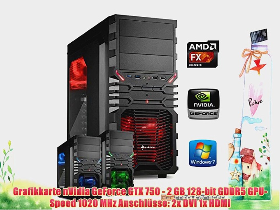 dercomputerladen Gamer PC System AMD FX-6300 6x35 GHz 16GB RAM 500GB HDD nVidia GTX750 -2GB