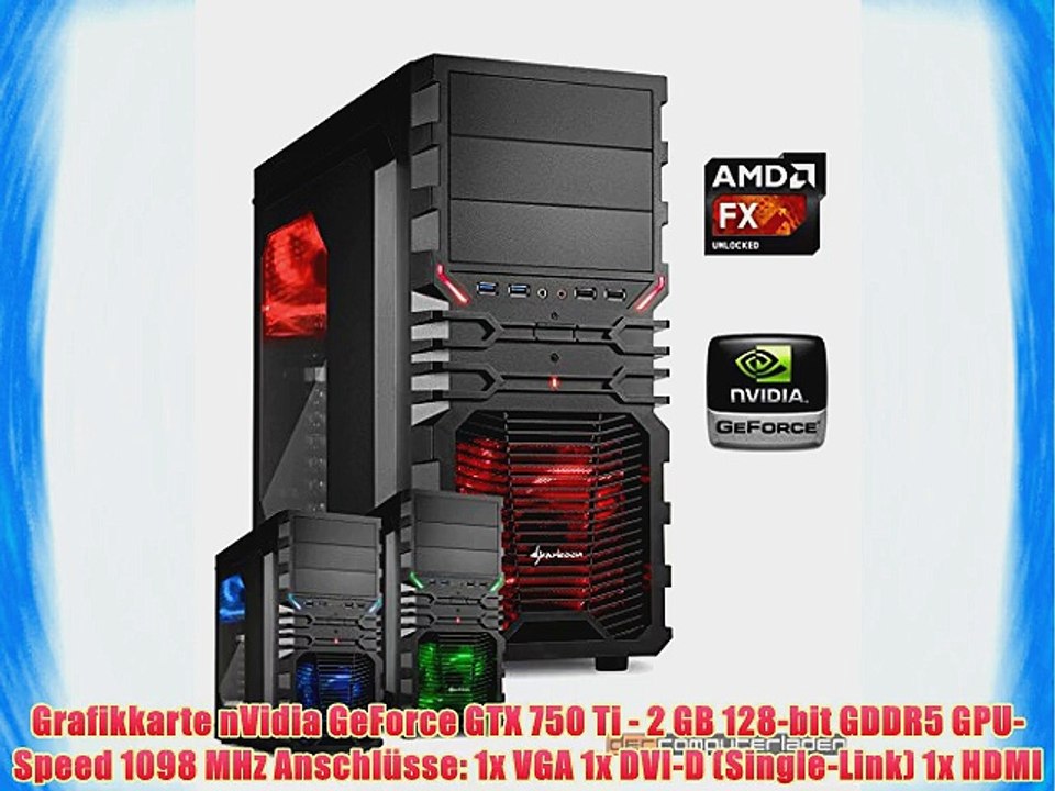 dercomputerladen Gamer PC System AMD FX-6300 6x35 GHz 16GB RAM 500GB HDD nVidia GTX750 Ti -2GB