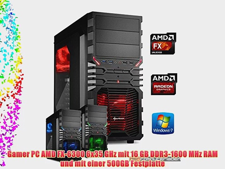 dercomputerladen Gamer PC System AMD FX-6300 6x35 GHz 16GB RAM 500GB HDD Radeon R9 270X -2GB