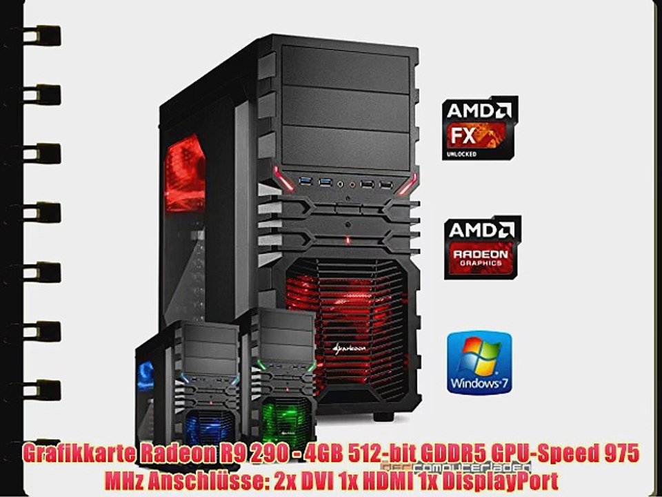 dercomputerladen Gamer PC System AMD FX-6300 6x35 GHz 16GB RAM 500GB HDD Radeon R9 290 -4GB