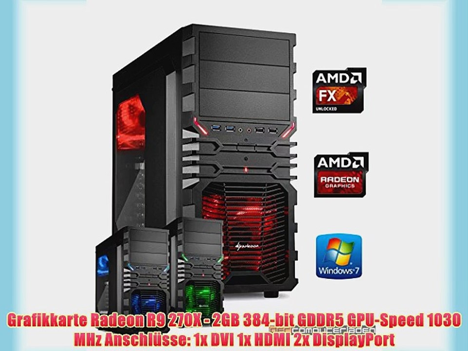 dercomputerladen Gamer PC System AMD FX-6300 6x35 GHz 8GB RAM 1000GB HDD Radeon R9 270X -2GB