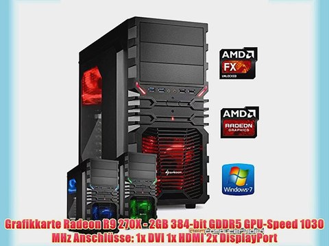 dercomputerladen Gamer PC System AMD FX-6300 6x35 GHz 8GB RAM 1000GB HDD Radeon R9 270X -2GB