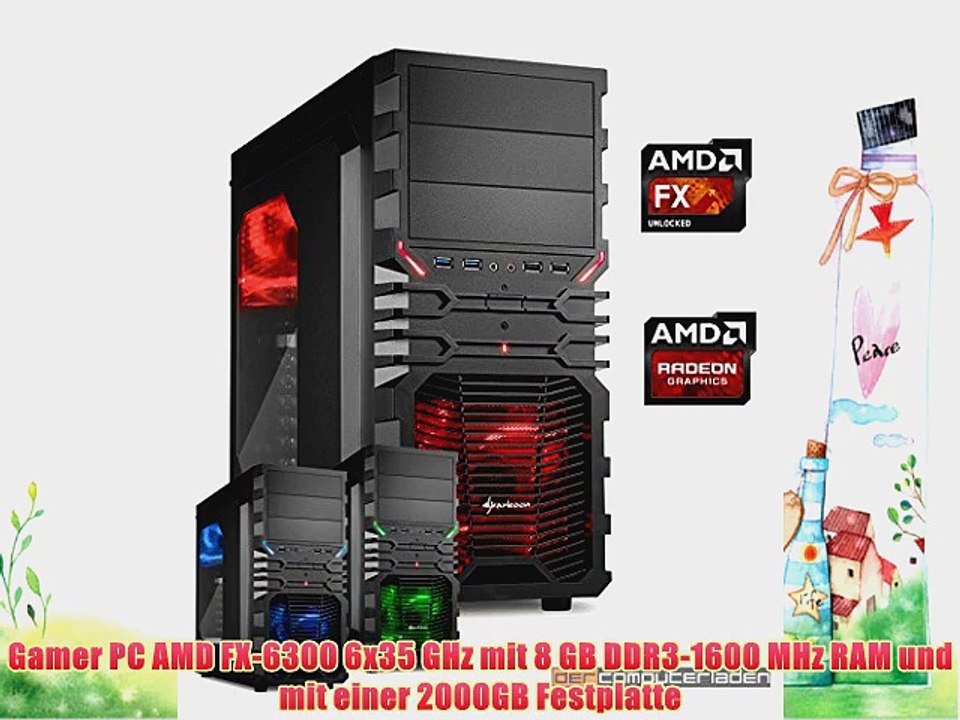 dercomputerladen Gamer PC System AMD FX-6300 6x35 GHz 8GB RAM 2000GB HDD Radeon R9 290 -4GB