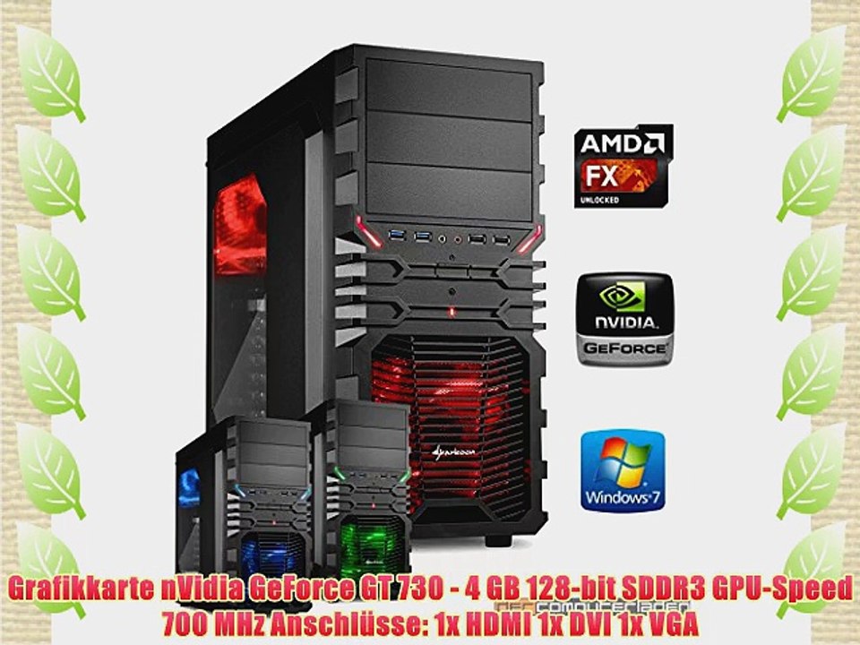 dercomputerladen Gamer PC System AMD FX-6300 6x35 GHz 8GB RAM 500GB HDD nVidia GT730 -4GB inkl.