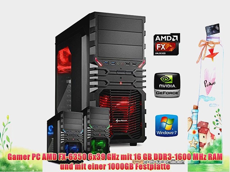 dercomputerladen Gamer PC System AMD FX-6350 6x39 GHz 16GB RAM 1000GB HDD nVidia GTX750 -2GB