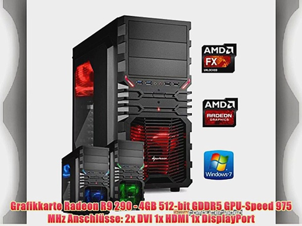 dercomputerladen Gamer PC System AMD FX-6300 6x35 GHz 8GB RAM 500GB HDD Radeon R9 290 -4GB