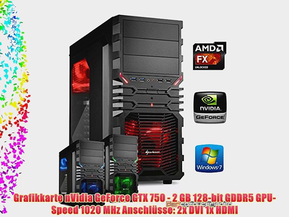 dercomputerladen Gamer PC System AMD FX-6350 6x39 GHz 16GB RAM 2000GB HDD nVidia GTX750 -2GB