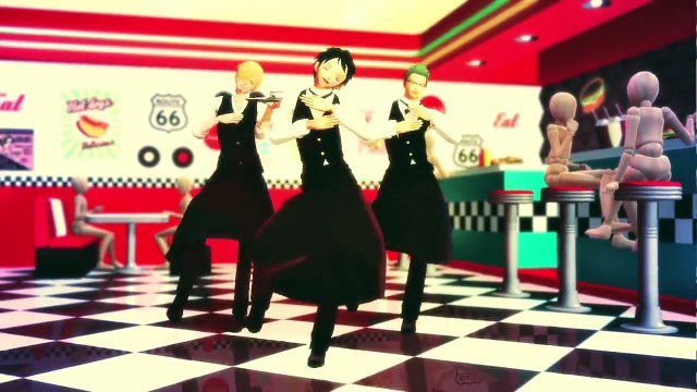 【One Piece MMD】Straw Hats Cafe 【Luffy, Sanji, Zoro】 Girls