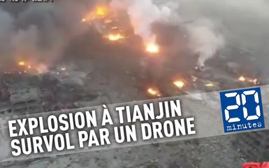 Survol par un drone après l'Explosion à Tianjin