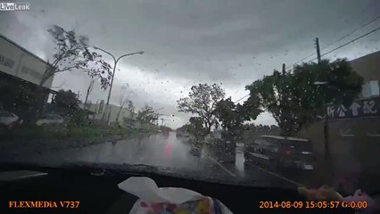 Смерч уносит машину и выбрасывает на дорогу человека (Tornado takes the car and throws a man on the road)