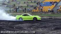 800hp Toyota Supra burnout at Burnout Mayhem 2013