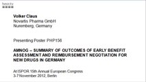 Early benefit assessments in the AMNOG processes - Volker Claus at ISPOR Berlin 2012