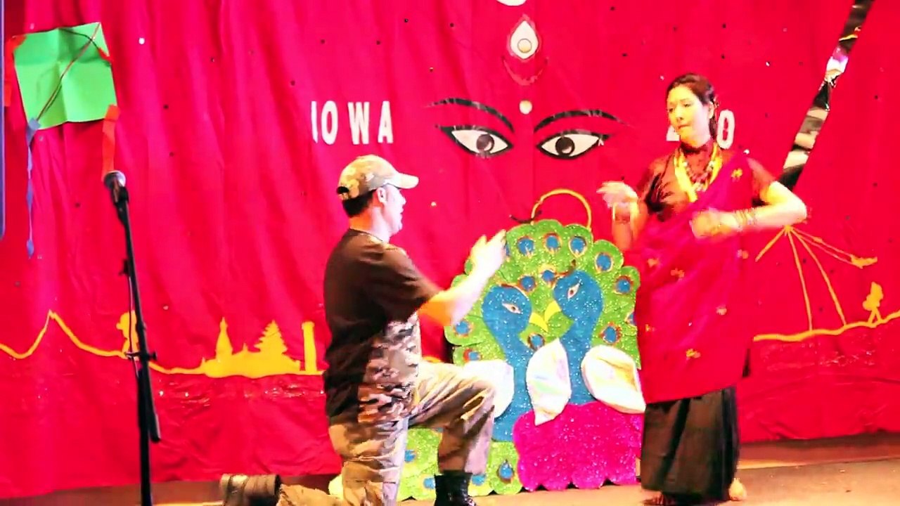 Basanta Dai and Muna Bhauju Dancing  Dashain Tihar 2013 Celebration Iowa